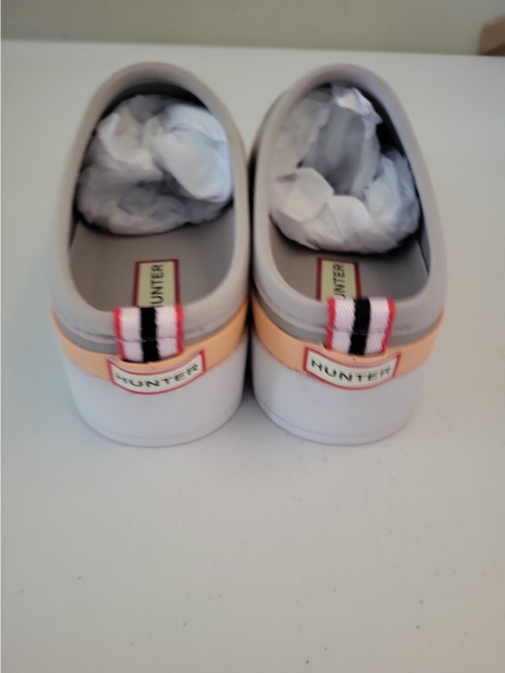 Hunter Play Speckle Sole Clog Steall/Summit Rise Peach Rubber Shoes Size 7 M - Picture 6 of 8